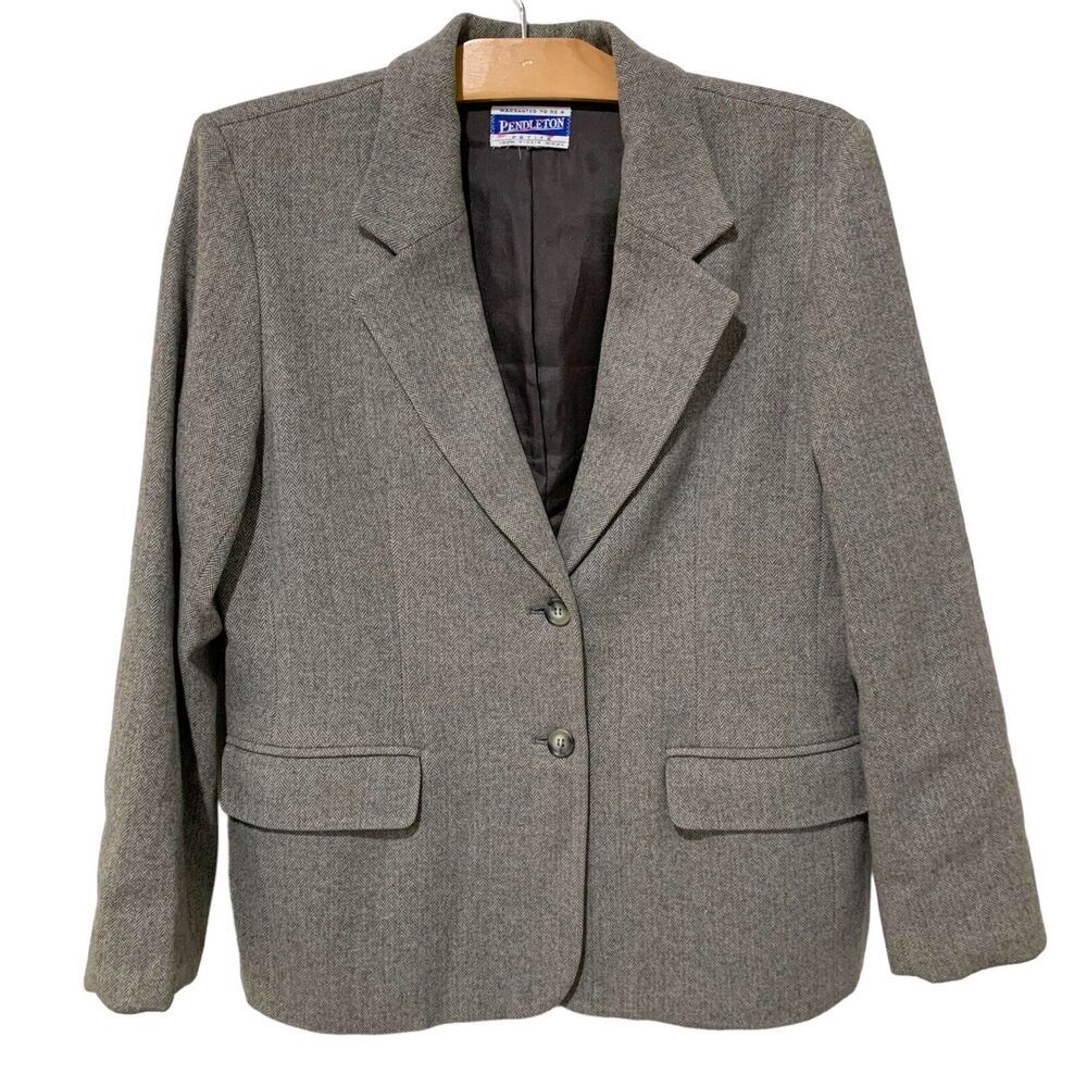 Vintage Pendleton | Blazer Wool Gray Two Buttons … - image 1
